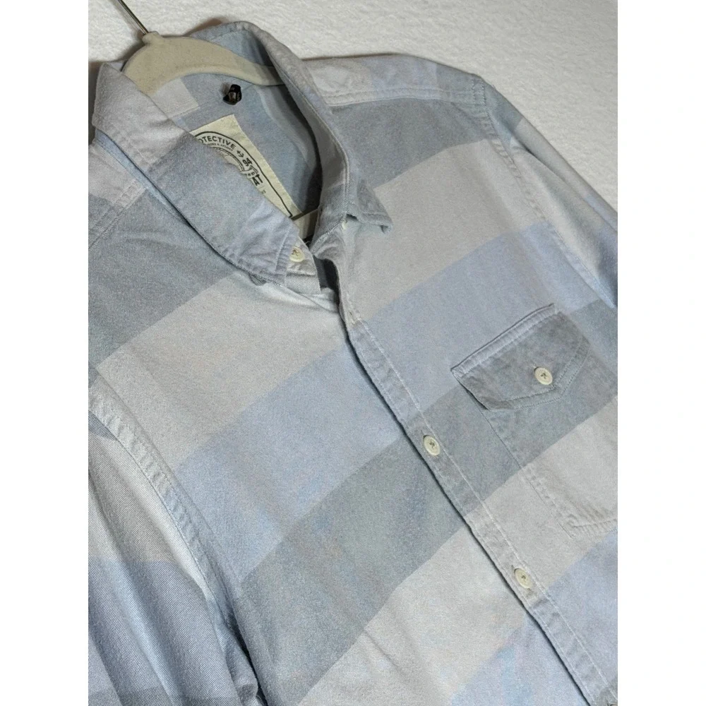 Barbour Sailor Shirt Men's Long Sleeve Button Down Plaid Blue Grey Size‎ M